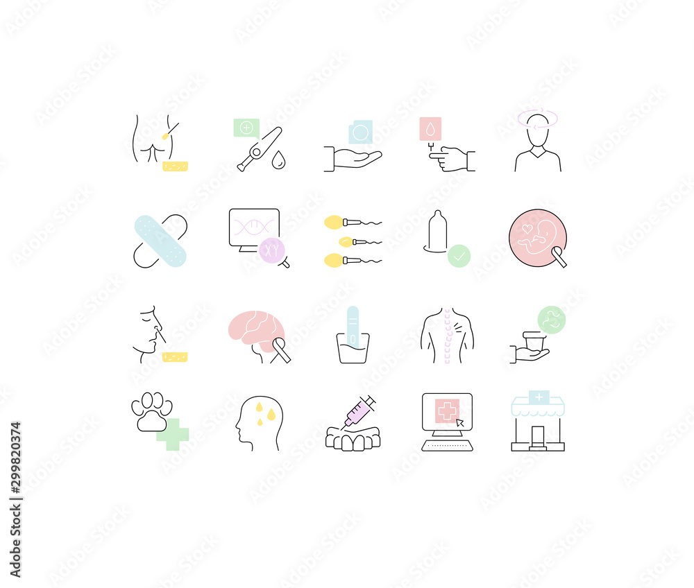 Set Vector Line Icons of Medicine Set Vector Line Icons of Medicine