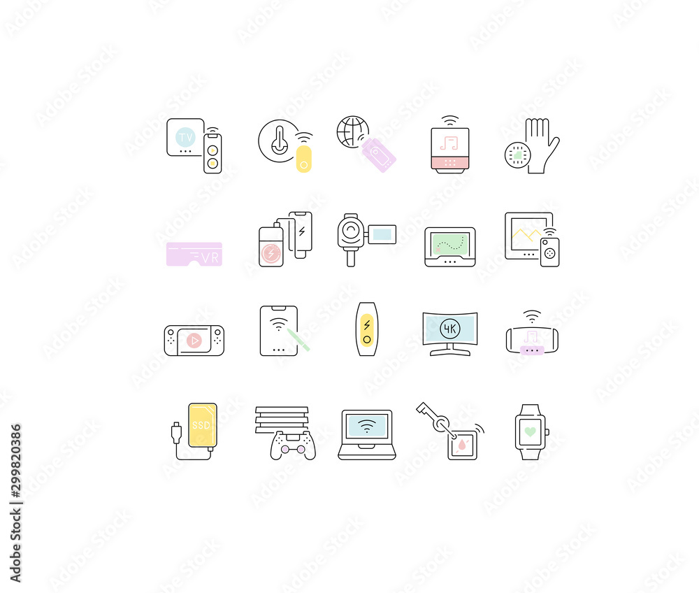 Set Vector Line Icons of Modern Gadgets Set Vector Line Icons of Modern Gadgets