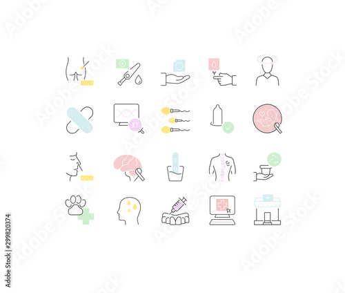 Set Vector Line Icons of Medicine