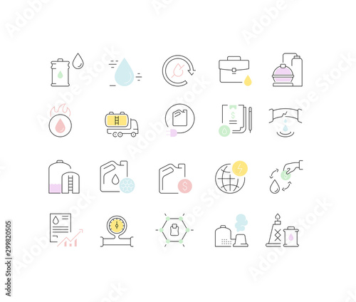 Set Vector Line Icons of Oil Industry
