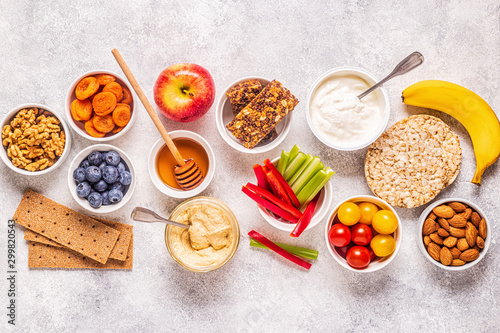 Fotografie, Obraz Healthy snack concept, top view.