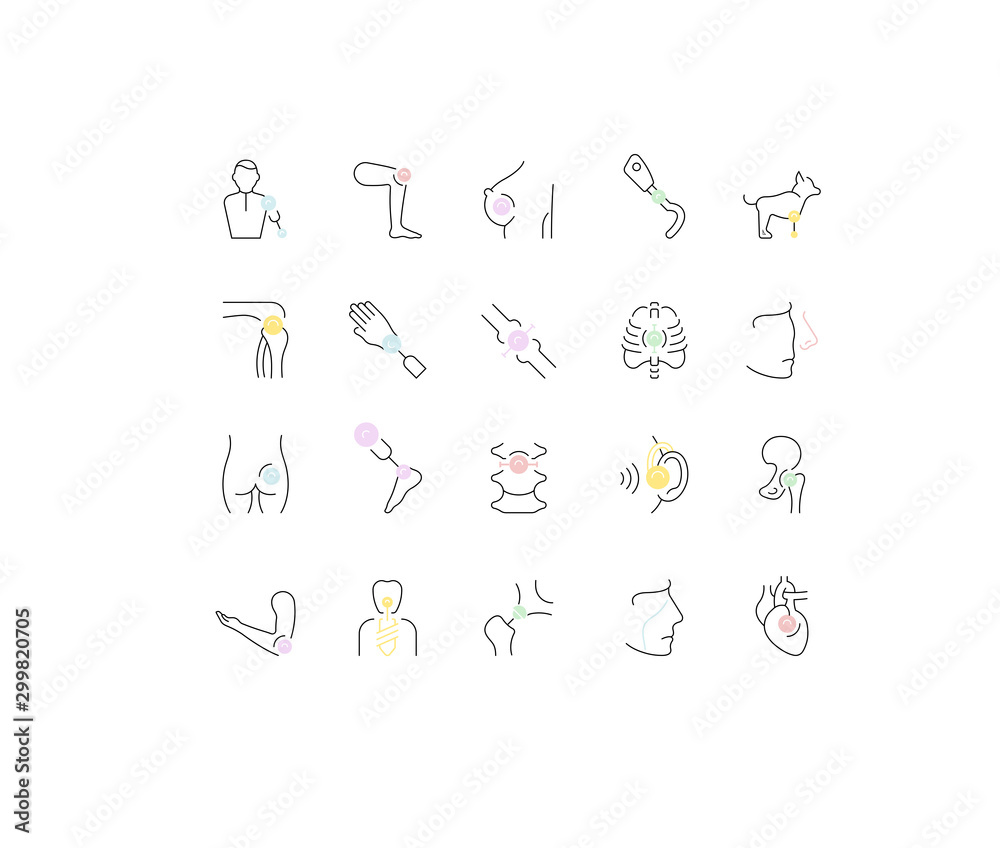 Set Vector Line Icons of Prosthetics. Set Vector Line Icons of Prosthetics.