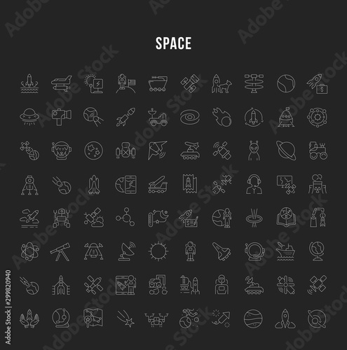 Set Vector Line Icons of Space.