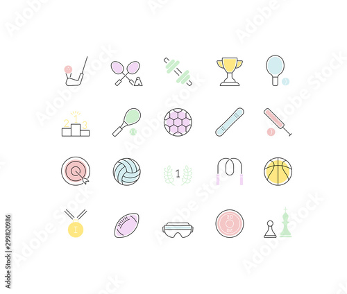 Set Vector Line Icons of Sport.