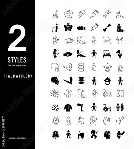 Simple Line Icons of Traumatology