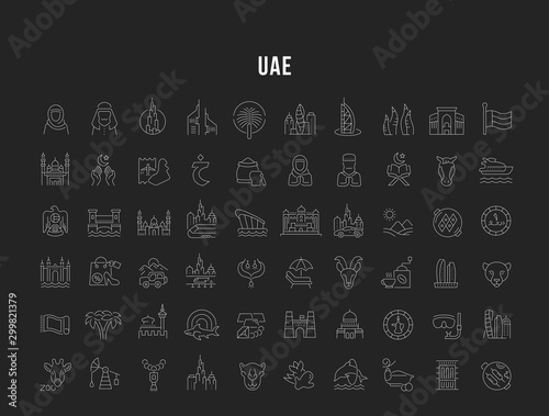 Set Vector Line Icons of United Arab Emirates.