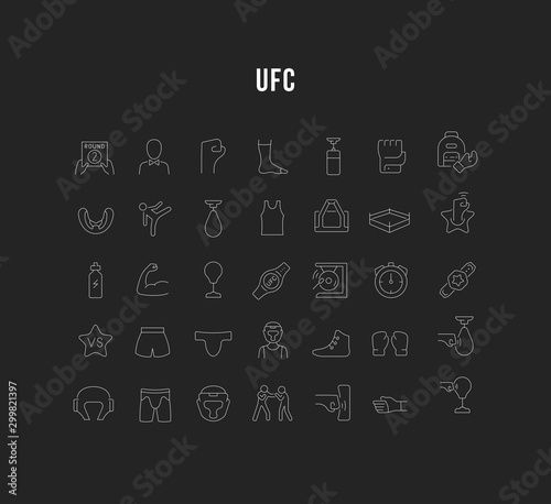Платно Set Vector Line Icons of UFC