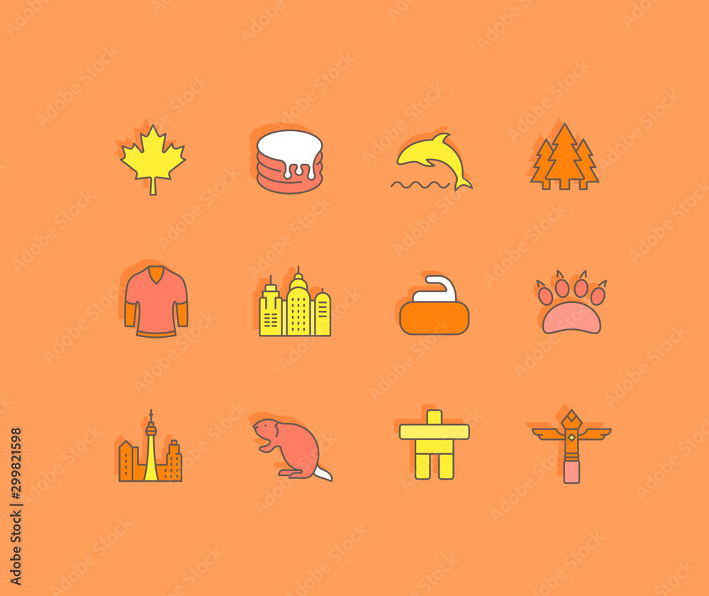 Set of Simple line Icons of Vancouver Set of Simple line Icons of Vancouver