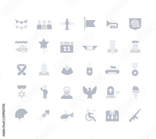 Set of Simple Icons of Veterans Day