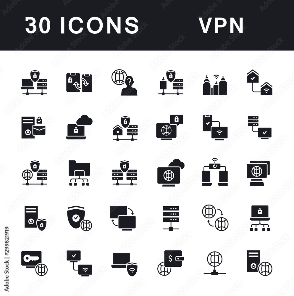 Set of Simple Icons of VPN Set of Simple Icons of VPN