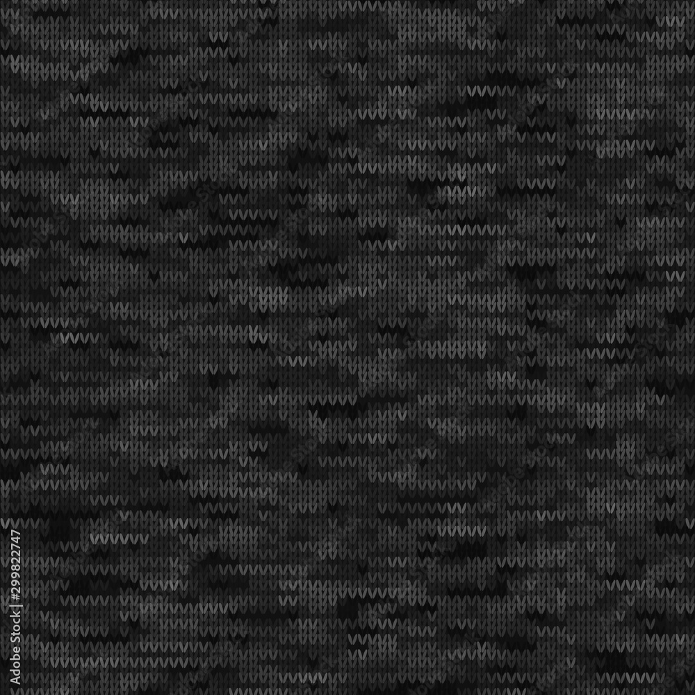 Black Grey Marl Knit Melange. Heathered Texture Background. Faux