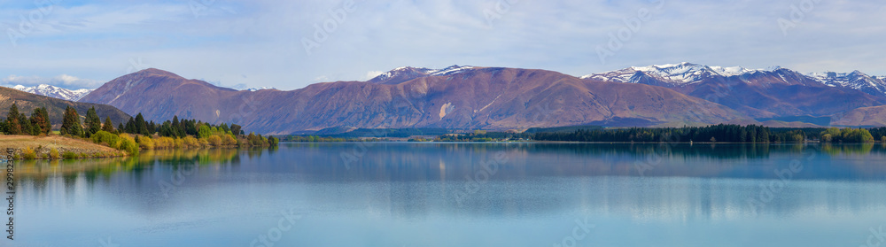 Panorama of Lake Ruataniwha near Twizel, New Zealand Panorama of Lake Ruataniwha near Twizel, New Zealand
