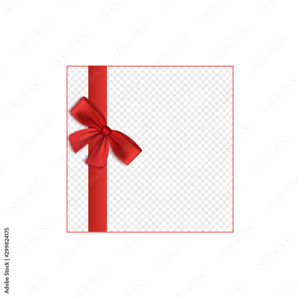 Red satin ribbon tied to bow border, 3d realistic vector illustration isolated. Red satin ribbon tied to bow border, 3d realistic vector illustration isolated.