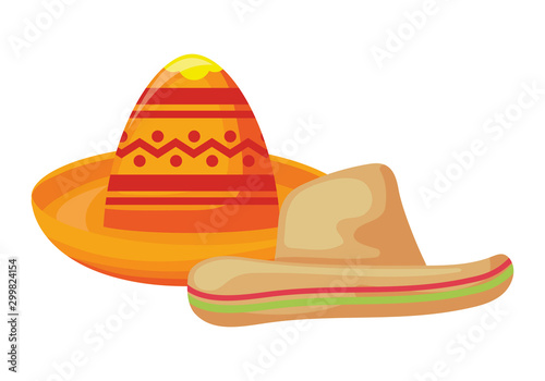 hats mexican traditional isolated icon
