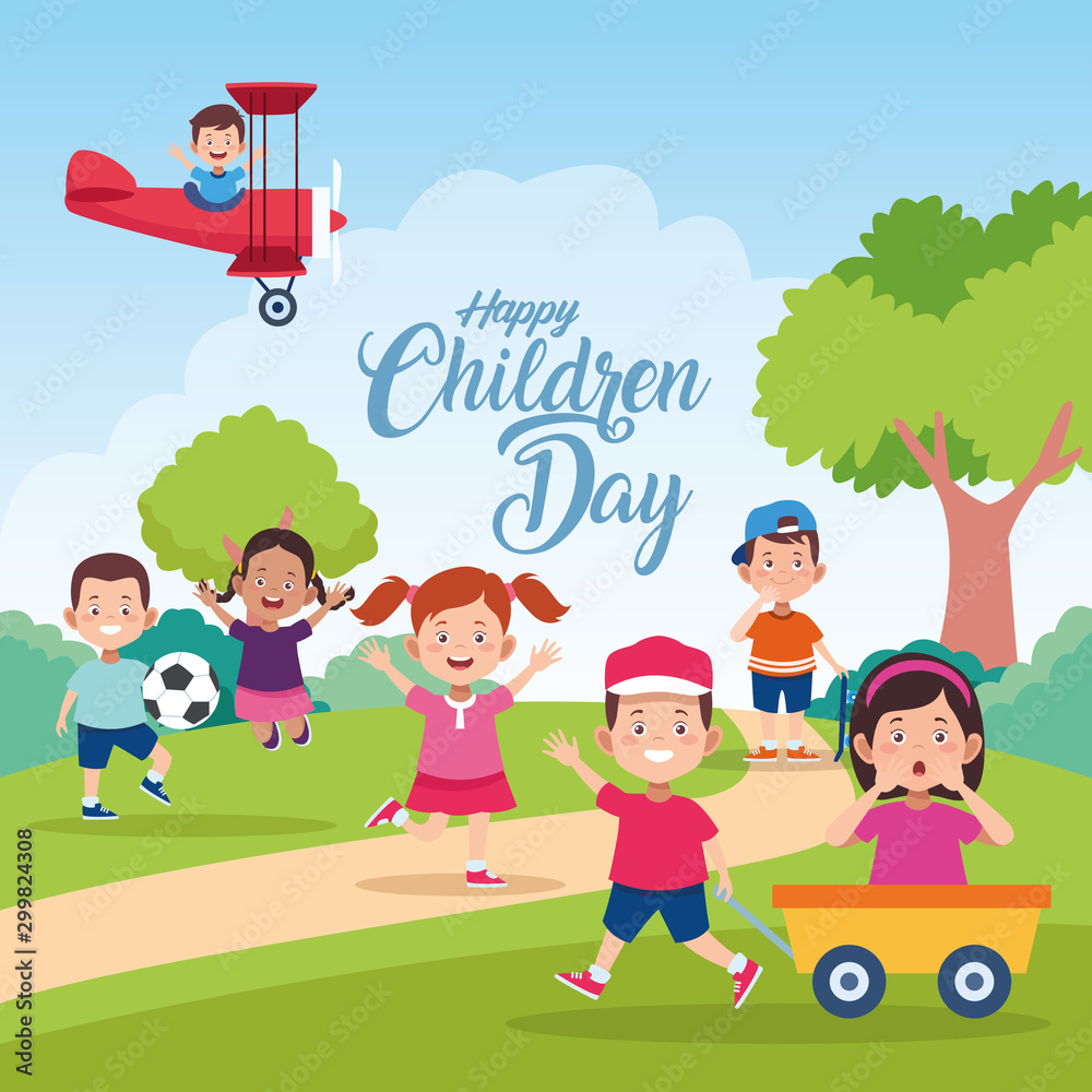 happy children day celebration with kids playing in the field happy children day celebration with kids playing in the field