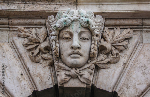 Elements of sculpture on the facades of the National Hungarian Gallery.