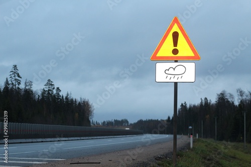 warning sign on the road