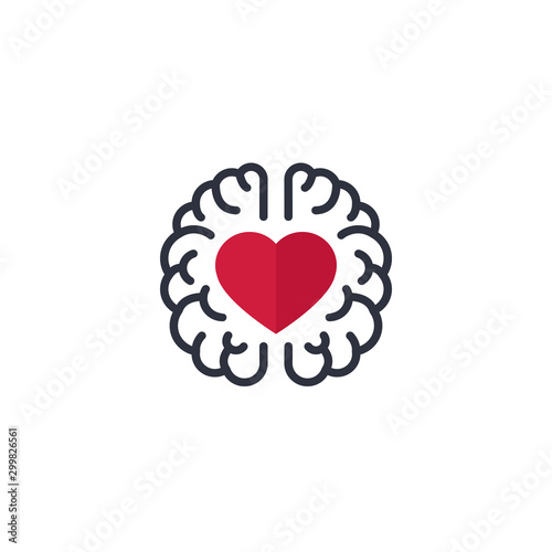 Safe Brain Love Heart Smart Vector Flat Illustration Icon