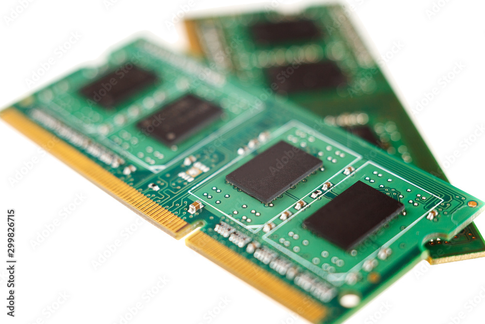 RAM, operative memory for notebook or laptop computer, monoblock, isolated on white background RAM, operative memory for notebook or laptop computer, monoblock, isolated on white background