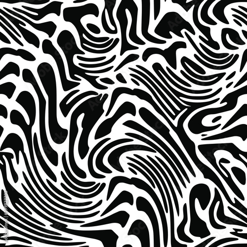 Full seamless wallpaper for zebra and tiger stripes animal skin pattern. Black and white design for textile fabric printing. Fashionable and home design fit.