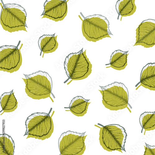 Pattern illustration in hand drawn style with leaves. Autumn design. For design textiles, fabric, packaging, paper, surface decoration, background.