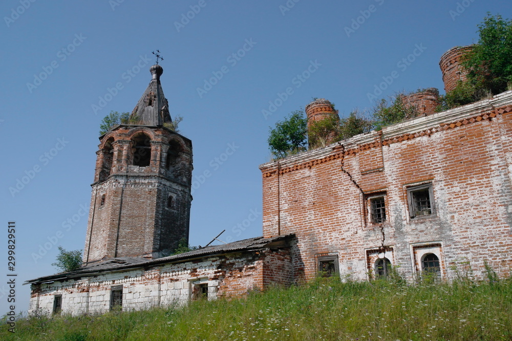 architecture, Church, old, building, castle, ancient, house, Russia, middle ages, sky, history, religion, stone, travel, ruins, Russian North, blue, landmark, landscape, abandoned, tower, tourism, hil