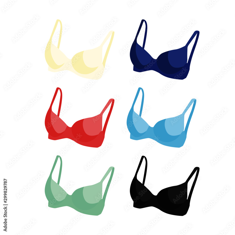 Obraz premium bra different color set realistic vector illustration isolated