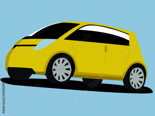 Fototapeta Naklejka Na Ścianę i Meble -  Small car yelow realistic vector illustration isolated