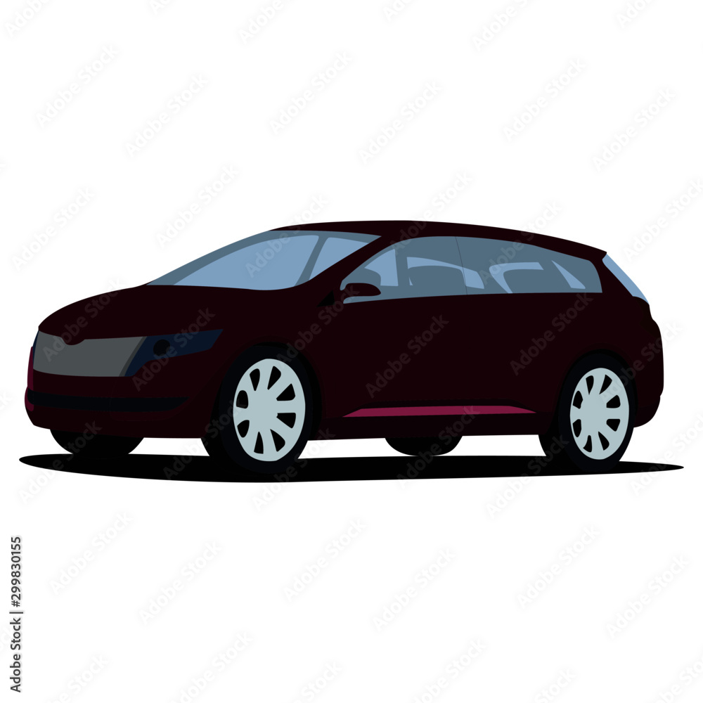 Minivan purpure realistic vector illustration isolated