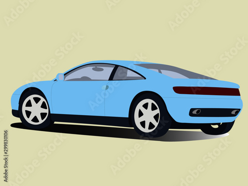 Sport car blue realistic vector illustration isolated