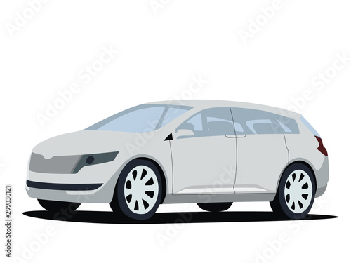 Minivan grey realistic vector illustration isolated