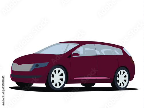 Minivan purpure realistic vector illustration isolated