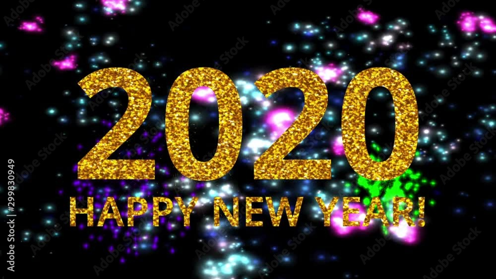 2020 happy new year glitter fireworks