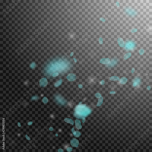 Turquoise flower petals falling down. Admirable ro