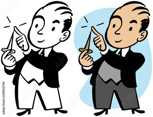 The phrase sharp as a tack is illustrated by this cartoon businessman.