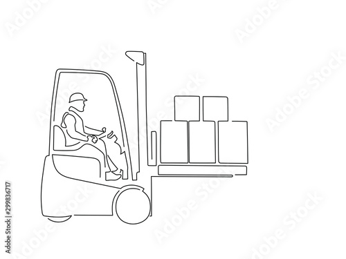 Warehouse worker isolated line drawing, vector illustration design. Logistics collection.