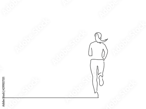 Woman running isolated line drawing  vector illustration design. Urban life collection.