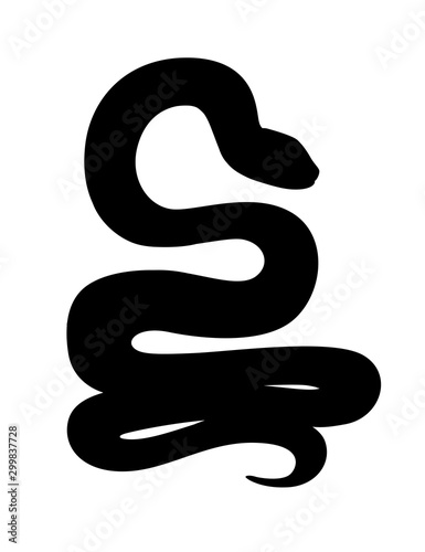 Black silhouette snake cartoon animal design flat vector illustration isolated on white background
