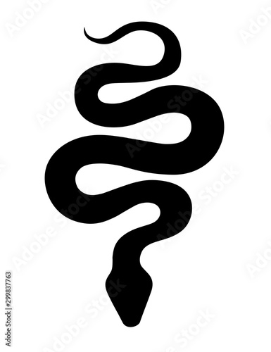 Black silhouette snake cartoon animal design flat vector illustration isolated on white background