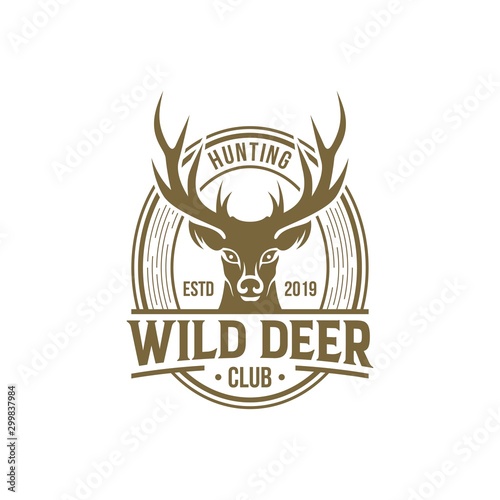 Print op canvas wild deer vintage logo design vector template