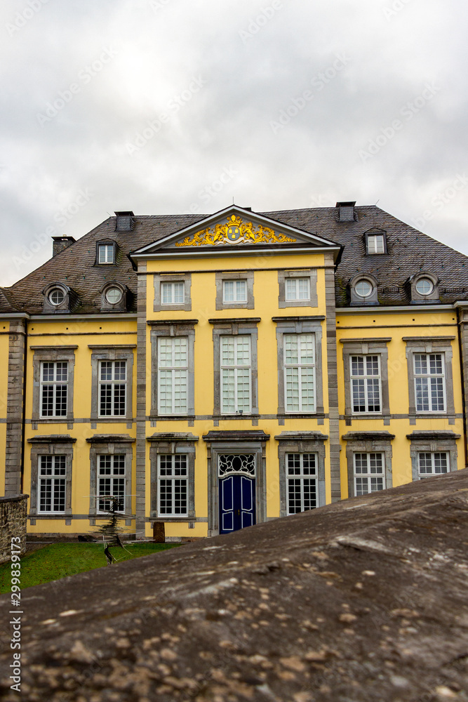 Building of the Kornelimuenster Abbey or Abbey of the Abbot Saint Benedict of Aniane and Pope Cornelius in Kornelimuenster, District of Aachen, Nort Rhine Westphalia, Germany