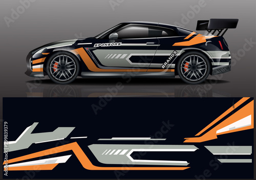 Car decal wrap design vector. Graphic abstract stripe racing background kit designs for vehicle, race car, rally, adventure and livery - Vector