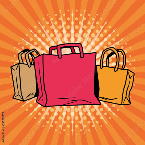 shopping bags pop art style