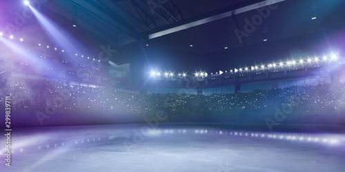 3-D ice arena for figure skating. Render 3-d photo