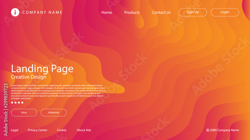 Abstract modern graphic element. Dynamical colored forms and waves. Gradient abstract banner with flowing liquid shapes. Template for the design of a website landing page or background.