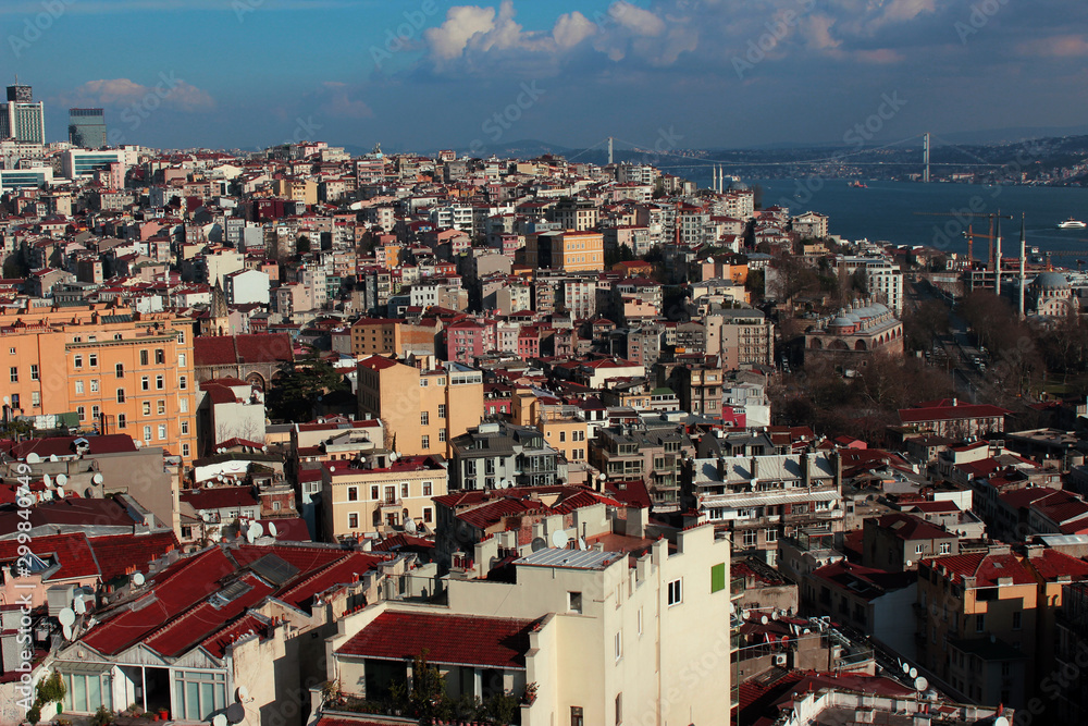 View of Istanbul and the Sea of Marmara from Galata Kulesi which is located in the European part of Istanbul on a high hill of the Galata region._1 View of Istanbul and the Sea of Marmara from Galata Kulesi which is located in the European part of Istanbul on a high hill of the Galata region._1
