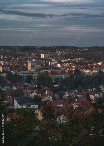 Cityscape of Valjevo city in Serbia in the last light of the day
