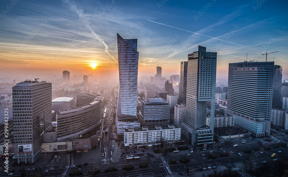 Zdjęcie Stock WARSAW, POLAND NOVEMBER 3, 2015. Aerial view with