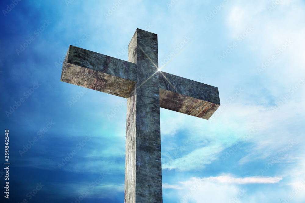 Glorious Wooden Cross 3d rendering