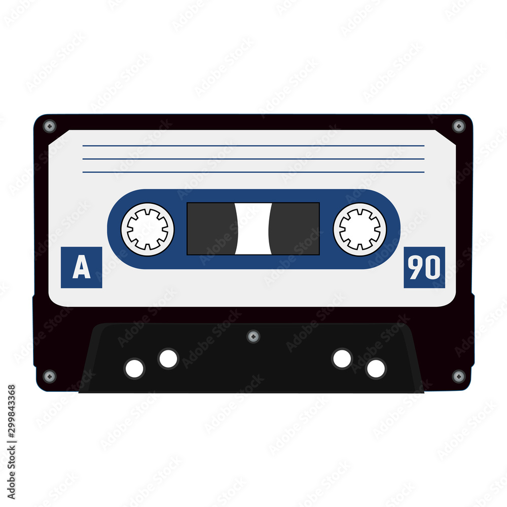 Vintage audio cassette isolated on white background - vector illustration